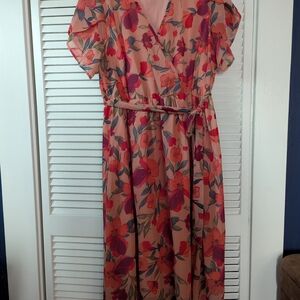 BloomChic Light Pink And Orange Midi Dress 14/16